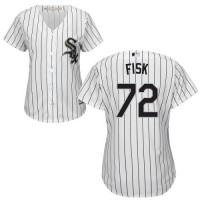 Chicago White Sox #72 Carlton Fisk White(Black Strip) Home Women's Stitched MLB Jersey