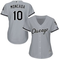 Chicago White Sox #10 Yoan Moncada Grey Road Women's Stitched MLB Jersey