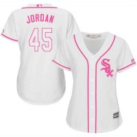 Chicago White Sox #45 Michael Jordan White/Pink Fashion Women's Stitched MLB Jersey
