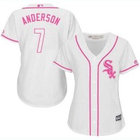 Chicago White Sox #7 Tim Anderson White/Pink Fashion Women's Stitched MLB Jersey
