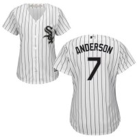 Chicago White Sox #7 Tim Anderson White(Black Strip) Home Women's Stitched MLB Jersey