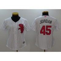 Chicago White Sox #45 Michael Jordan White(Black Strip) Mother's Day Cool Base Women's Stitched MLB Jersey