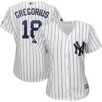 New York New York Yankees #18 Didi Gregorius Majestic Women's 2019 Postseason Official Cool Base Player Jersey White Navy