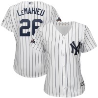 New York New York Yankees #26 DJ LeMahieu Majestic Women's 2019 Postseason Official Cool Base Player Jersey White Navy