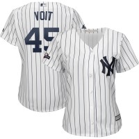 New York New York Yankees #45 Luke Voit Majestic Women's 2019 Postseason Official Cool Base Player Jersey White Navy