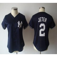New York Yankees #2 Derek Jeter Navy Blue Women's Fashion Stitched MLB Jersey