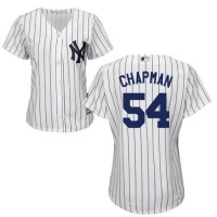 New York Yankees #54 Aroldis Chapman White Strip Home Women's Stitched MLB Jersey