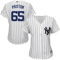 New York Yankees #65 James Paxton White Strip Home Women's Stitched MLB Jersey
