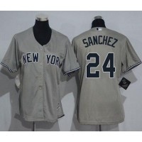 New York Yankees #24 Gary Sanchez Grey Women's Road Stitched MLB Jersey