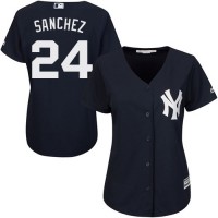 New York Yankees #24 Gary Sanchez Navy Blue Women's Alternate Stitched MLB Jersey