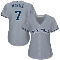 New York Yankees #7 Mickey Mantle Grey Road Women's Stitched MLB Jersey