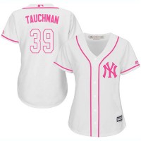 New York Yankees #39 Mike Tauchman White/Pink Fashion Women's Stitched MLB Jersey