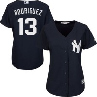 New York Yankees #13 Alex Rodriguez Navy Blue Alternate Women's Stitched MLB Jersey