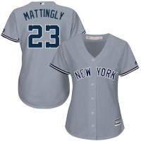 New York Yankees #23 Don Mattingly Grey Road Women's Stitched MLB Jersey