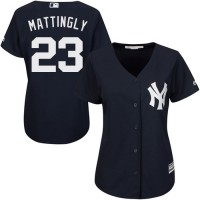 New York Yankees #23 Don Mattingly Navy Blue Alternate Women's Stitched MLB Jersey