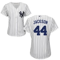 New York Yankees #44 Reggie Jackson White Strip Home Women's Stitched MLB Jersey