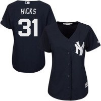 New York Yankees #31 Aaron Hicks Navy Blue Alternate Women's Stitched MLB Jersey