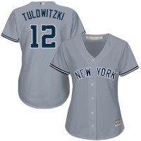 New York Yankees #12 Troy Tulowitzki Grey Road Women's Stitched MLB Jersey