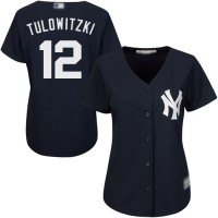 New York Yankees #12 Troy Tulowitzki Navy Blue Alternate Women's Stitched MLB Jersey