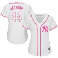 New York Yankees #44 Reggie Jackson White/Pink Fashion Women's Stitched MLB Jersey