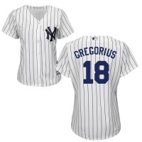 New York Yankees #18 Didi Gregorius White Strip Home Women's Stitched MLB Jersey