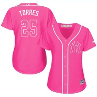 New York Yankees #25 Gleyber Torres Pink Fashion Women's Stitched MLB Jersey