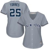 New York Yankees #25 Gleyber Torres Grey Road Women's Stitched MLB Jersey