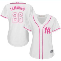 New York Yankees #26 DJ LeMahieu White/Pink Fashion Women's Stitched MLB Jersey