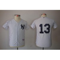 New York Yankees #13 Alex Rodriguez Stitched White Youth MLB Jersey