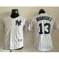 New York Yankees #13 Alex Rodriguez White Name Back Stitched Youth MLB Jersey