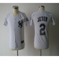 New York Yankees #2 Derek Jeter White Stitched Special Edition w/3000 Hits Patch Youth MLB Jersey