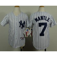 New York Yankees #7 Mickey Mantle White Stitched Youth Name Back MLB Jersey