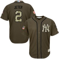 New York Yankees #2 Derek Jeter Green Salute to Service Stitched Youth MLB Jersey