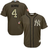 New York Yankees #4 Lou Gehrig Green Salute to Service Stitched Youth MLB Jersey