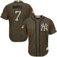 New York Yankees #7 Mickey Mantle Green Salute to Service Stitched Youth MLB Jersey