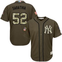New York Yankees #52 C.C. Sabathia Green Salute to Service Stitched Youth MLB Jersey