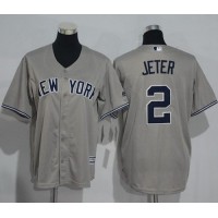 New York Yankees #2 Derek Jeter Grey Name Back Stitched Youth MLB Jersey
