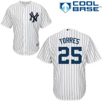 New York Yankees #25 Gleyber Torres White Cool Base Stitched Youth MLB Jersey