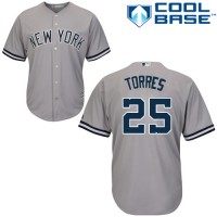 New York Yankees #25 Gleyber Torres Grey Cool Base Stitched Youth MLB Jersey