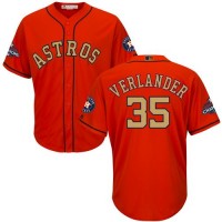 Houston Astros #35 Justin Verlander Orange 2018 Gold Program Cool Base Stitched Youth MLB Jersey