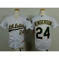 Oakland Athletics #24 Rickey Henderson White Cool Base Stitched Youth MLB Jersey