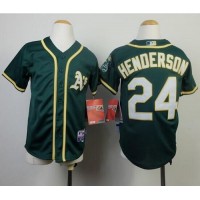 Oakland Athletics #24 Rickey Henderson Green Cool Base Stitched Youth MLB Jersey