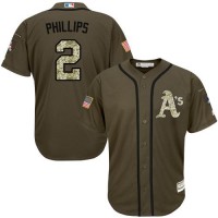 Oakland Athletics #2 Tony Phillips Green Salute to Service Stitched Youth MLB Jersey