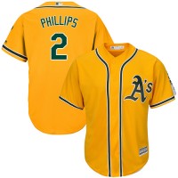 Oakland Athletics #2 Tony Phillips Gold Cool Base Stitched Youth MLB Jersey