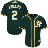 Oakland Athletics #2 Tony Phillips Green Cool Base Stitched Youth MLB Jersey