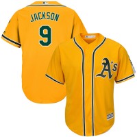 Oakland Athletics #9 Reggie Jackson Gold Cool Base Stitched Youth MLB Jersey