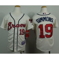 Atlanta Braves #19 Andrelton Simmons Cream Cool Base Stitched Youth MLB Jersey