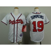 Atlanta Braves #19 Andrelton Simmons White Cool Base Stitched Youth MLB Jersey