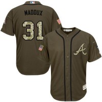 Atlanta Braves #31 Greg Maddux Green Salute to Service Stitched Youth MLB Jersey