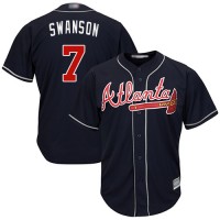 Atlanta Braves #7 Dansby Swanson Navy Blue Cool Base Stitched Youth MLB Jersey